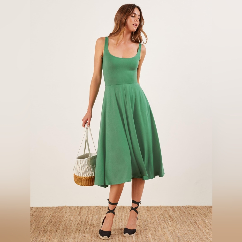 Reformation Rou Midi Dress in Green